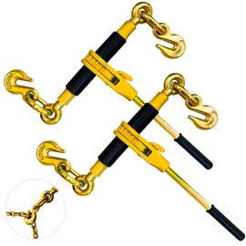 Ratchet Chain Binders 3/8" - 1/2" (2 Pack) | Adjustable Load Binder with 2 Grab Hooks for G70 Transport Chain | 9,200 Lbs Safe Working Load