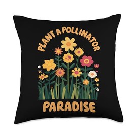 Pollinator Garden Design Wildlife Flowers Native Plants Throw Pillow
