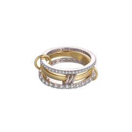 Chunky Gold Stackable Rings for women Multi-Link Connected Ring Non Tarnish 18 K Gold Plated Statement Set Dainty CZ Cubic Zirconia Silver Trendy Fashion Ring Jewelry Gift for Christmas (7)