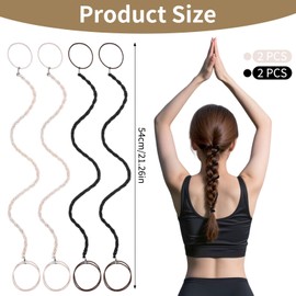 Piriuuo 4 Pcs 16" Hair Ties for Sports, No Damage Sport Hair Ties Elastic Spiral Hairs Tie Stretchy Braided Hairs Bands Ponytail Holders Gym Accessories for Fine Thin LongHair(Color2)