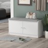 ECACAD Wood Shoe Storage Bench with Cushion Seat, 2 Doors