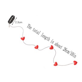 Numblartd Set of 3 Handmade Streamline Hair Extensions Hair Clip Pins with Acrylic Love Heart Bead - DIY Hair Clip Comb Hairpin Headdress Hair Accessories for Women