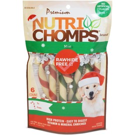 NutriChomps Dog Chews, 6 inch Candy Canes, Mint Flavor, 12 Count, Easy to Digest, Rawhide Free, Holiday Stocking Stuffer Treats for Dogs