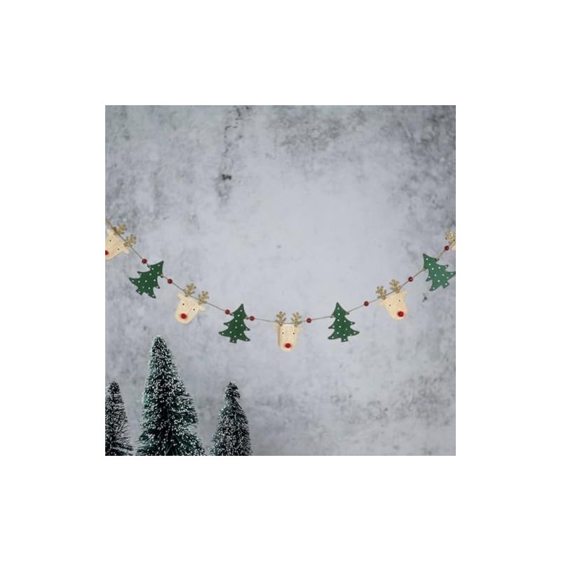 Heaven Sends Wooden Reindeer and Christmas Tree Garland 1.2m| Festive