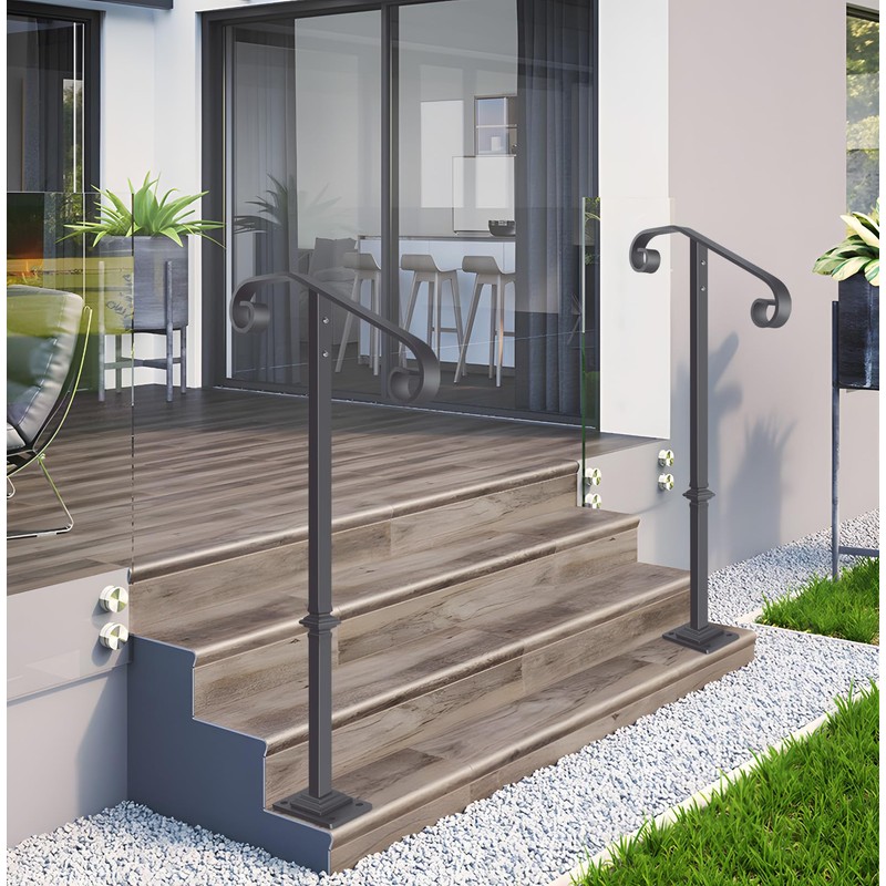 Zwinz Handrail Railing 38.8‘’H, Single Post Handrail Fits 1 or