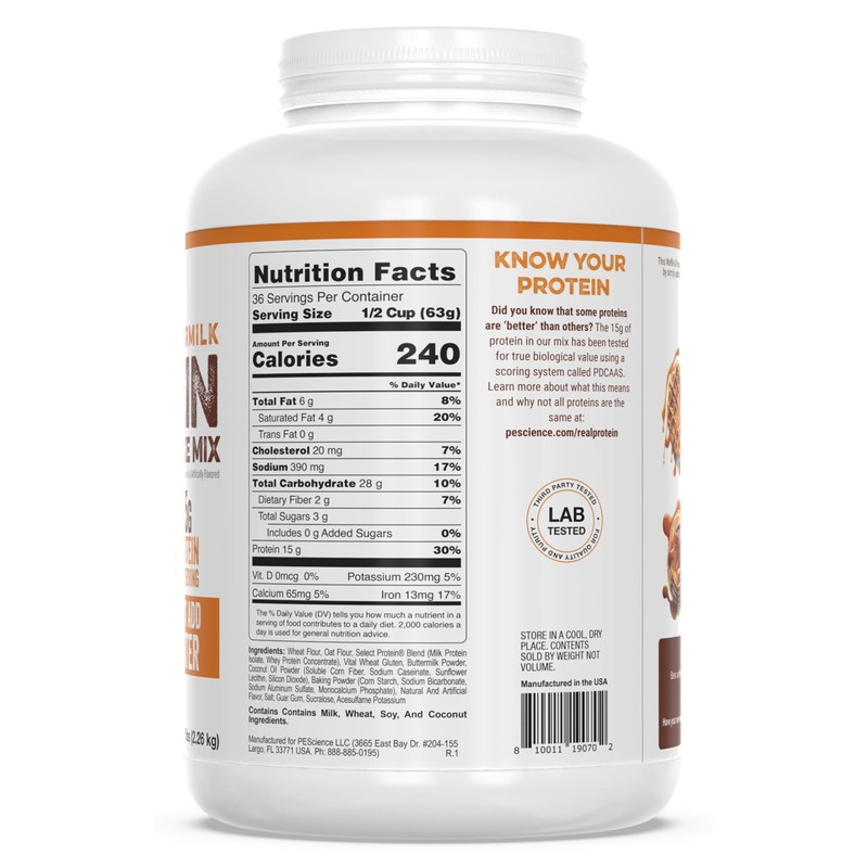 PEScience Protein Pancake Mix for Protein Waffles and Pancakes, Just