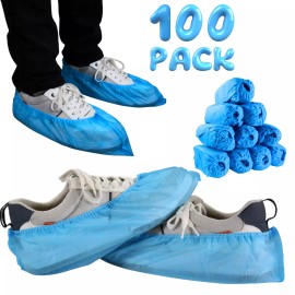 Frontline Disposable Shoe Covers 100 Pack Non-Woven, Durable, Booties Shoe Boot Protectors