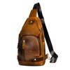 Handadsume Thick Crazy horse Leather Triangle Crossbody Sling Chest Bag