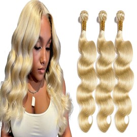 18 20 22 Inch Honey Blonde Bundles Body Human Hair Color 613 Blonde Human Hair Body Wave Bundles Real Unprocessed Human Hair Wet And Wavy Weave Bundle