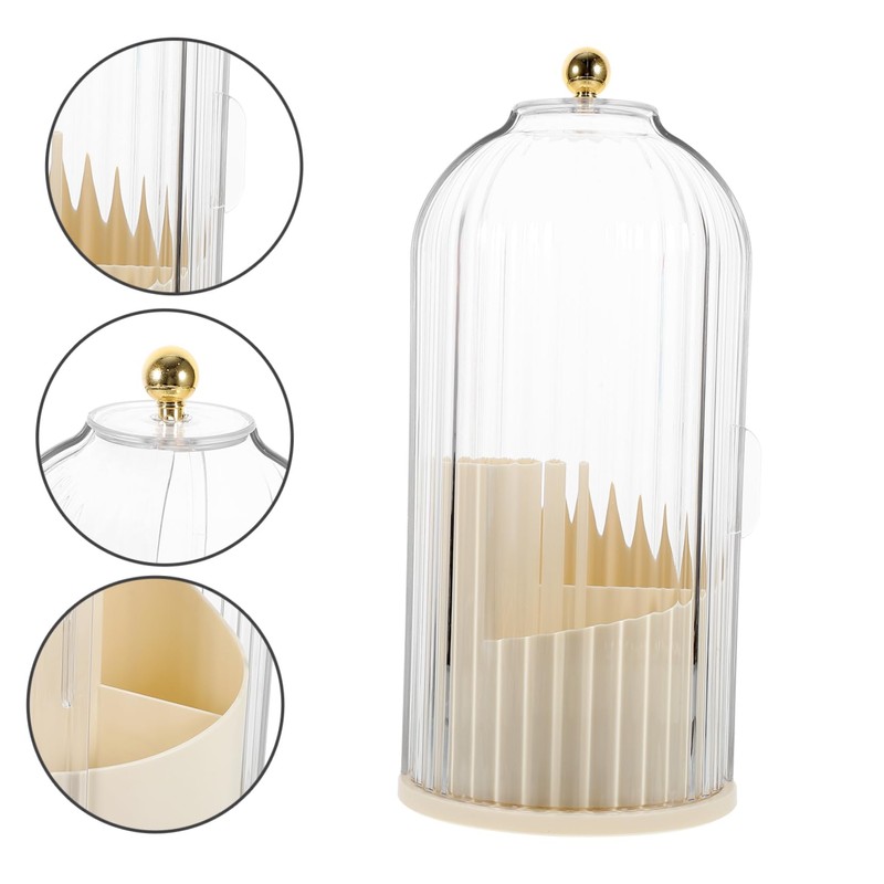 Ciieeo Rotatable Makeup Brush Organizer with Lid Stylish Transparent Cosmetic