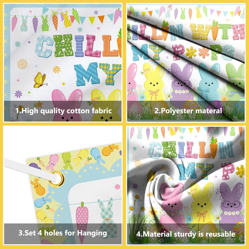 AIBIIN Easter Backdrop Spring Bunny Chillin Banner Happy Easter Party