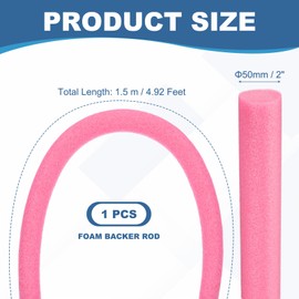 PATIKIL Backer Rod 2 in x 4.9 Ft, 1 Pcs Foam Rod Caulk Saver Expansion Joint Filler Rope Weather Strip Foam Noodle for Gaps Concrete Crack Filling DIY Craft (50mm Dia), Rose Red