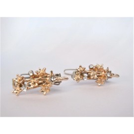 Does Not Apply Two extra small tiny gold metal crystal hair pin clip barrettes fine hair