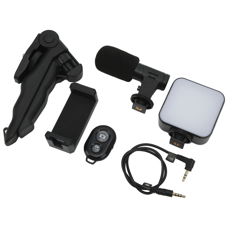 Smartphone Video Kit Tripod Mobile Phone Clip Fill Light Microphone