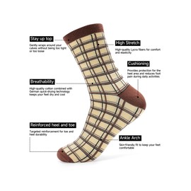 Forony Men's Dress Socks Anti Stink White and Brown Dress Socks for Men Mens Brown Socks