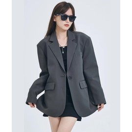 TASOGARA Tailored Jacket, Women's Blazer, Outerwear, Long Sleeve, Spring, Autumn, Simple, Beautiful, Adult, Elegant, Office, Casual, Commuting to Work, Black, L