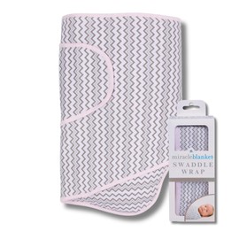 Miracle Blanket Miracle Blanket Swaddle Wrap - Boy, Girl, or Neutral Receiving Blanket - Soft, Wearable Sleep Sack Essential for Newborns and Infants (Pink & Gray Chevron)