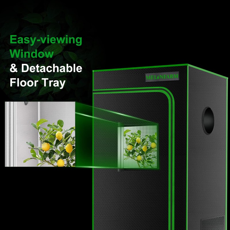 MELONFARM 2x2 Grow Tent, 24"x24"x36'' High Reflective 600D Diamond Mylar