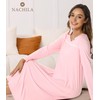 NACHILA Women's Nightgowns-Viscose Made from Bamboo,Long Sleeve Nightshirt Soft Sleep