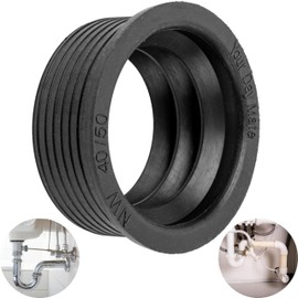 Siphon rubber sleeve, 1 piece, made of rubber, NW 40/50, seal for DN50 HT drain pipe inner diameter 50 mm and 1 ½ inch siphon pipe outer diameter 40 mm, rubber nipple with diameter 55 mm stop, 25 mm