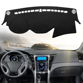 BERKSYDE Leather Dashboard Dash Cover Mat Carpet PU Compatible with 2011 2012 2013 2014 Hyundai Sonata