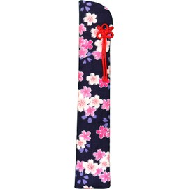 matumi Craft Hand Fan Holder 22 cm Sakura Pattern Navy Blue