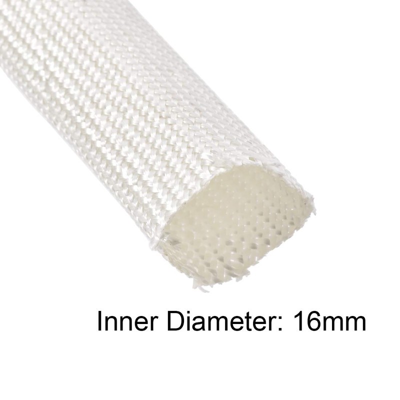 sourcing map Insulation Braid Sleeve, Fibreglass Sleeve 3.3Ft-16 mm High