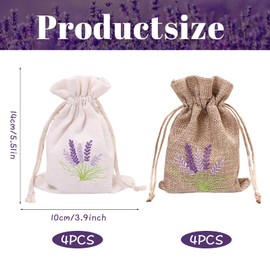 JAMSSOW Pack of 8 Lavender Bags Empty, Lavender Bags for Filling, Padded Bags Made of Cotton and Linen with Drawstring for Jewellery, Weddings, Spices, Herbs