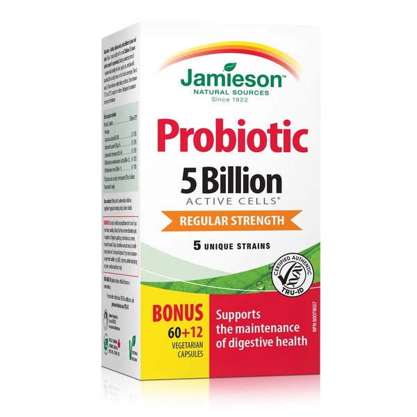 Jamieson Laboratories Probiotic 5 Billion Regular Strength Supplement, 60 Count