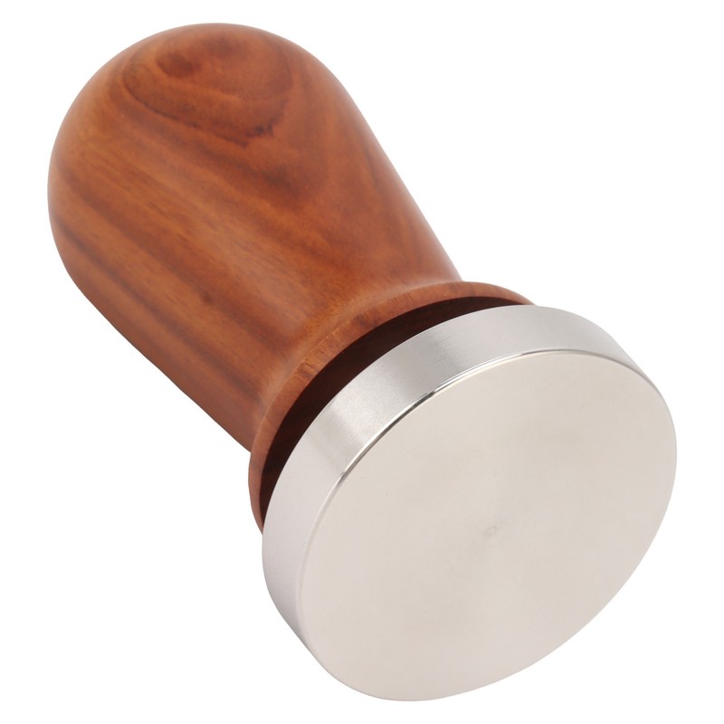 Coffee Tamper with Flat Stainless Steel Base Wooden Handle Coffee