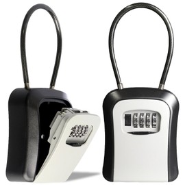 Key Box 4 Digit Combination Padlock Office Factory Security (Wire/Gray)