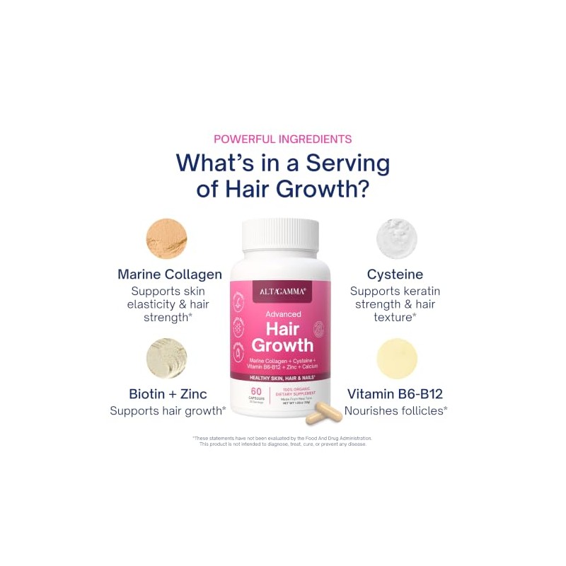 Hair Growth Vitamins Cabello - Crecimiento de Cabello 60 Cápsulas