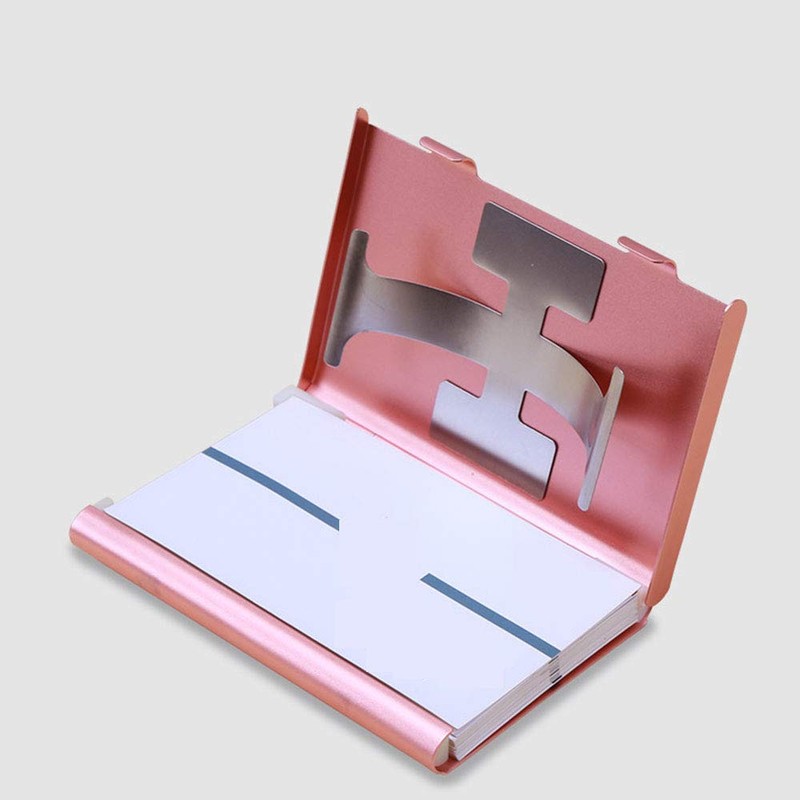 SEIWEI Metal Business Card Holder Case Thumb Slide Push Open