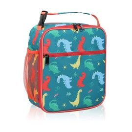 Auirshiky Lunch Bag Kids Insulated Lunch Bag Children with Bottle Holder, Green Cool Bag Small Schools Portable for Boys Girls (Dinosaur)