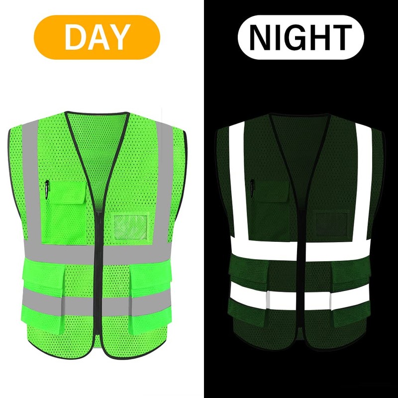 HYCOPROT High Visibility Mesh Safety Reflective Vest with Pockets and