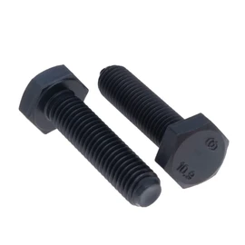 M12x60 Hex Head Bolts, Metric Hexagon Bolts, Black, High Tensile Cap Screws Suitable for Metal Construction Work, Automotive Machinery, DIY, HT Steel Class 10.9 DIN933 12mm x 60mm (Pack of 5)