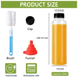 zmybcpack 12 Pack 10oz PP Heat-Resistant Plastic Juice Bottles With Caps(Dishwasher Safe) -Plastic Smoothie Bottles-Reusable Bulk Beverage Containers with Lids For Juice, Beverage