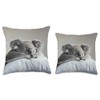 Sleepy Koala on a Light Gray Pillow Throw Pillow