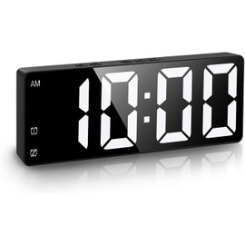 AMIR Alarm Clocks for Bedrooms, Digital Alarm Clock for Heavy Sleepers, Electronic Desktop Clock with Temperature Display, Voice Control, 12/24H, Small Clock for Bedroom Decor