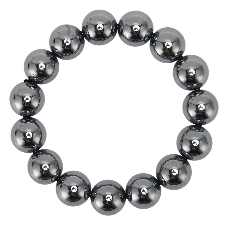 14mm Terahertz Stone Bracelet Promote Circulation Round Beads Chian Bracelet