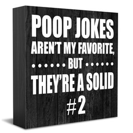 HTBIG Rustic Black Wooden Box Sign - 5.1 x 5.1 Inches - Desk Decor, Farmhouse, Bathroom, Office