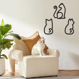 3PCS Cat Metal Wall Art - Metal Artwork for Wall, Black Metal Wall Art, Metal Simple Lines Cat Wall Art, 3D Wall Art,Wire Wall Art Love Abstract Line Drawing Art Wall Decor for Home Living Room Decor