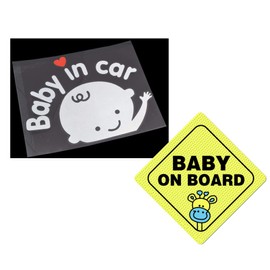 CM Wealth 2pcs Baby On Board Sticker + See Thru Sign | Baby in Car Decal Reflective Silverlight | Best Safety Signs Set - Durable and Strong Adhesive (Baby+Seethru)
