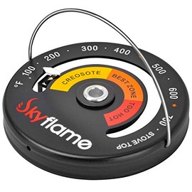 Skyflame Magnetic Top Thermometer Wood Stove Temperature Meter with Large Dial, Fireplace Accessories for Stove Top / Gas Stoves / Pellet Stove