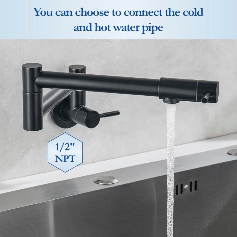 ZTT Stainless Stretchable Double Joint Swing Arm Pot Filler Rotatable