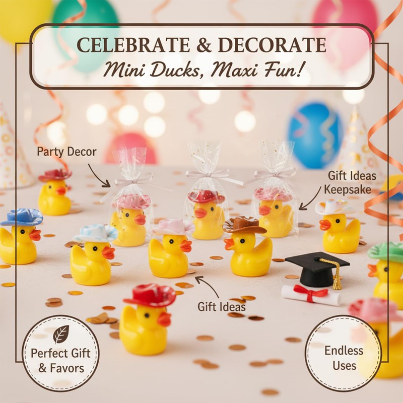 48pc Cowboy Ducks Mini 12 Styles Western Mini Resin Ducks