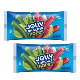 Jolly Rancher Ropes - Green Apple and Watermelon Flavors - Pack of 2 - Classic Taste Everyone Loves with A Gummy Twist - Fun For Everyone
