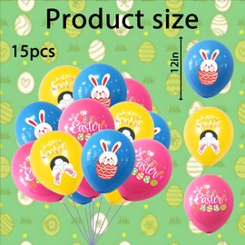 15 Pcs Easter Bunny Balloons, Egg Bunny Balloons, Happy Easter Decorations for Rabbit Theme Party Decorations Supplies