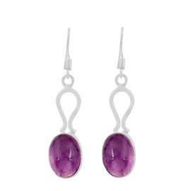10,53 Karat südwestlicher Stil 925 Silber überzogene ovale Form natürliche Edelsteine Ohrringe für Frauen, handgefertigte böhmische baumelnde Ohrringe, Edelstein, Amethyst