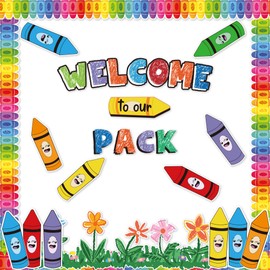Classroom Bulletin Board Decorations - Welcome to Our Pack Crayon Bulletin Board Decor, with Border Trims for School Classroom Door Home Wall, Back to School Decorations